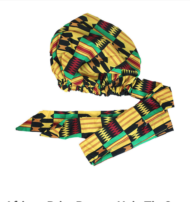 African Print Bonnet Tie Caps
